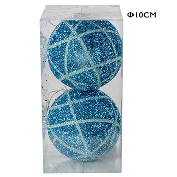 Pendentif Boule 10Cm Set 2Pcs Paillettes Bleues