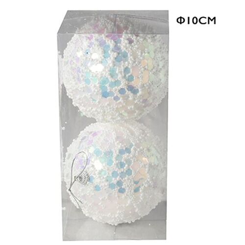 Colgante De Bolas 10Cm Set 2Pcs Nieve