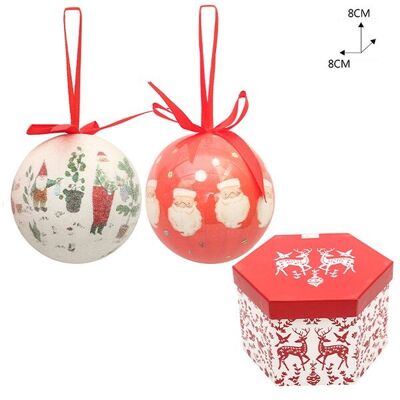 Set 2 Pcs De Bola De Navidad 8Cm Con Dibujo