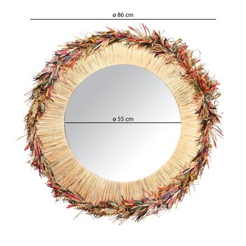 MIROIR ROND EN RAPHIA NATUREL AVEC FRANGES COLORÉES D86CM BELAGA 4