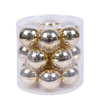 Ensemble de 18 boules de cristal de 5 cm - Or et argent