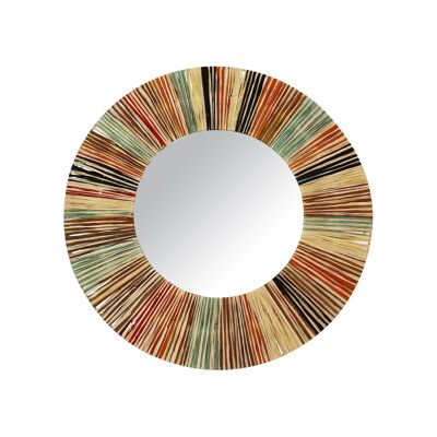 ROUND MIRROR IN COLORFUL NATURAL RAFFIA HANDMADE DIAMETER 70CM JOLO