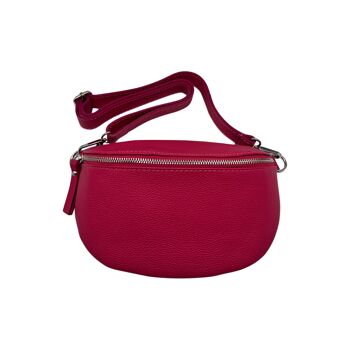 SAC BANANE CUIR GRAINE LINA 25CM FUSHIA 1