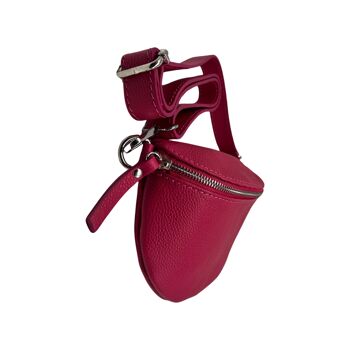 SAC BANANE CUIR GRAINE LINA 25CM FUSHIA 2