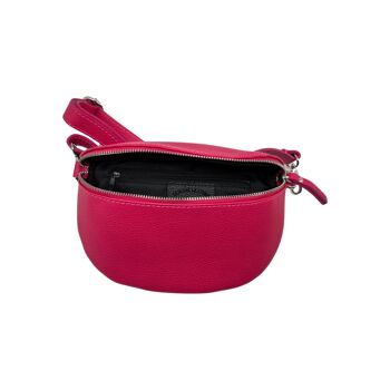 SAC BANANE CUIR GRAINE LINA 25CM FUSHIA 4