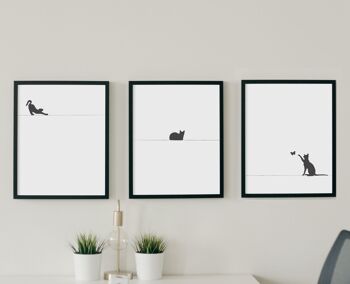 Ensemble de chat noir de 3- Illustrations Impression minimaliste, Art mural 2