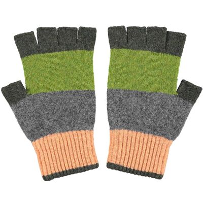 Patterned Lambswool Gloves  UNISEX FINGERLESS - block - green
