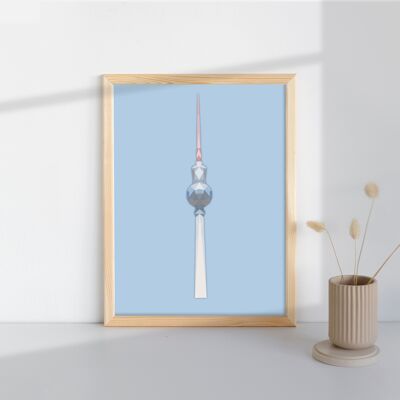 Low Poly Art Berlin TV tower Geometric sky Background Print