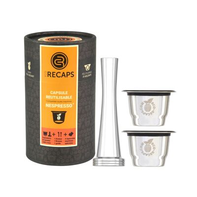 2 CAPSULES RÉUTILISABLES NESPRESSOⓇ- AVEC TASSEUR (vendu par 10)