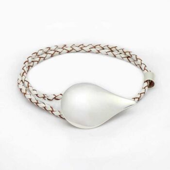 Larme de Freya - Bracelet en argent et cuir 1