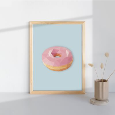 Donut Low Poly Art Geometric design Print