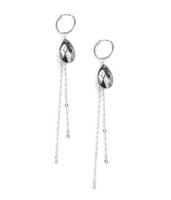 Boucles d'oreilles créoles en or avec gouttes de cristaux Black Diamond 4