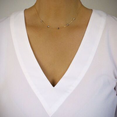 Collier court en or avec cristaux Black Diamond