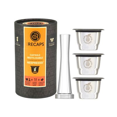 3 CAPSULES RÉUTILISABLES NESPRESSOⓇ- AVEC TASSEUR (vendu à l'unité)