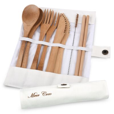 Bamboo cutlery set for 2 people