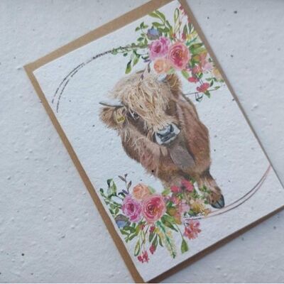 Cow - eco and vegan friendly plantable flower seed cards- bee cards - wildflower cards - grow me, don't throw me! plantable seed paper