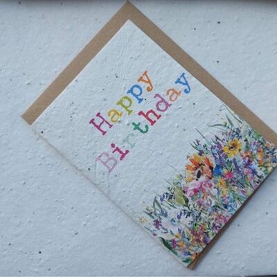 Floral - eco and vegan friendly floral plantable happy birthday card