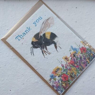 Thank you - eco and vegan plantable thankyou seed cards - bee cards - wildflower cards - #plantable seed cards -save the bees- plantable cards-seedpaper