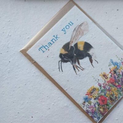 Thank you - eco and vegan plantable thankyou seed cards - bee cards - wildflower cards - #plantable seed cards -save the bees- plantable cards-seedpaper