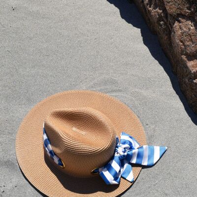 Sombrero de paja NOTOS - azul a rayas