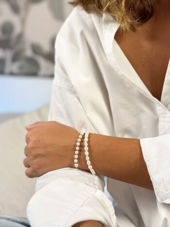 Bracelet Perles d'eau douce-chaine fine en acier inoxydable 3