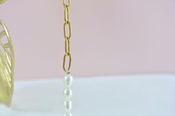 Collier perles d'eau douce et  acier inoxydable 2