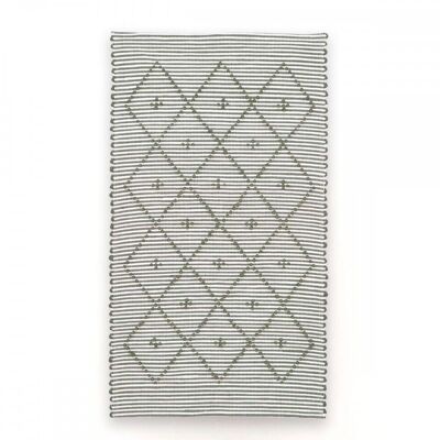 Tapis rayé vert et blanc 30004