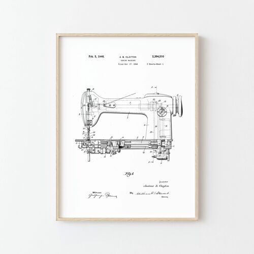 Affiche Dessin de Brevet Machine à Coudre - Une Décoration Intérieure Unique