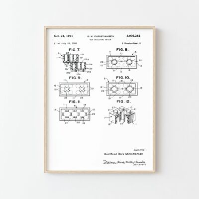 Póster con dibujo de patente Lego Block II: una decoración única para tu interior