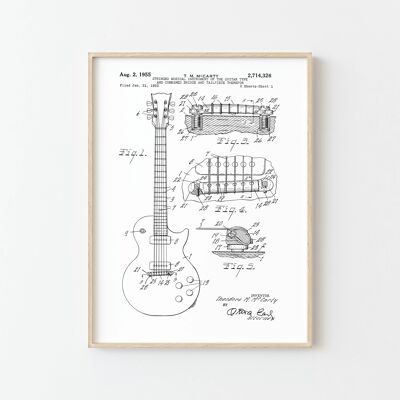 Affiche Dessin de Brevet de Guitare Electrique I
