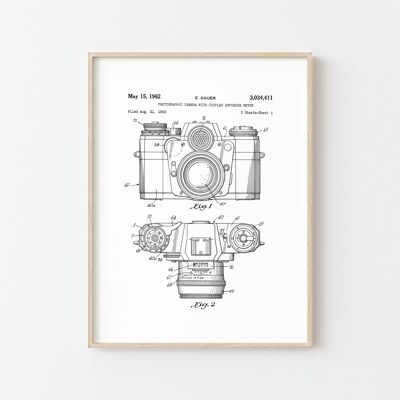 Disegno di brevetto per poster di una macchina fotografica - Stampa di fascia alta