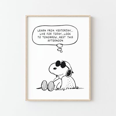 Póster de Snoopy: Quiet Cool Joe en blanco y negro