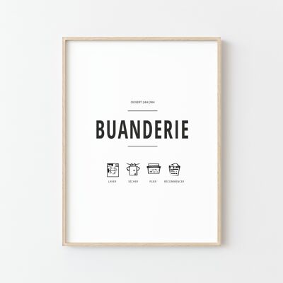 Inspirierendes Wäschezimmer-Poster in Schwarz und Weiß