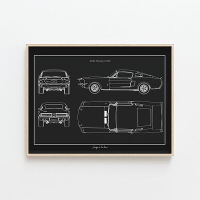 BLUEPRINT POSTER SHELBY Gt500 from 1967