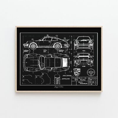 PÓSTER PORSCHE 911 TURBO PLANO