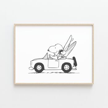 Affiche "Snoopy Roadtrip" : une déco en noir et blanc signée Snoopy