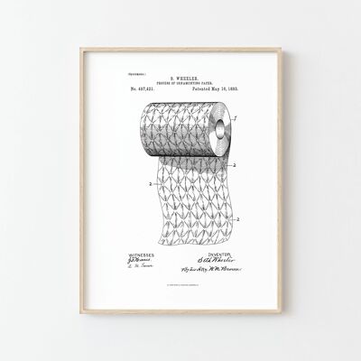 Toilet Paper Patent Drawing Poster - The centerpiece of your interior decoration