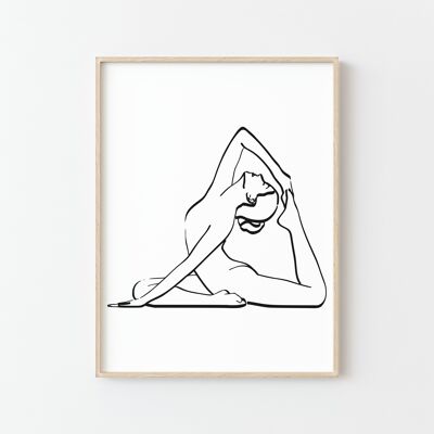 Poster minimalista di donna yoga in bianco e nero