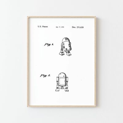 Disegno del brevetto Robot 2 - Poster decorativo in nero e nero Bianco