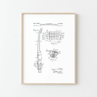 Dibujo de Patente de Guitarra Eléctrica II - Tu decoración de pared con un toque de nostalgia