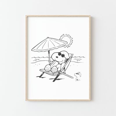 Póster Snoopy en la playa: ¡Un toque de alegría en tu decoración!