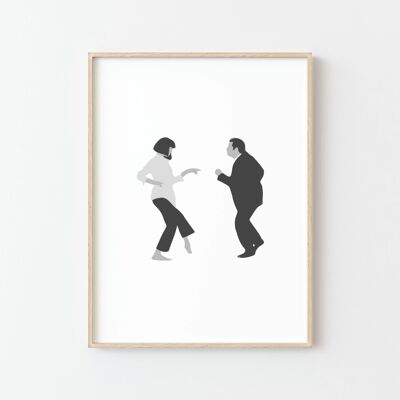 Affiche Pulp Fiction en Noir &amp; Blanc – Un Classique du Cinéma sur Votre Mur