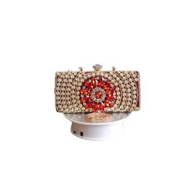 Bolso de mano de fiesta de noche para mujer con bellamente elaborado con diamantes de imitación - W90