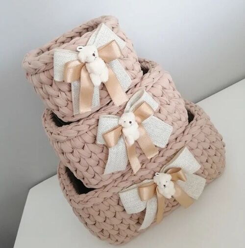 Stylish Trio Nursery Basket Set Made from Recycled Cotton