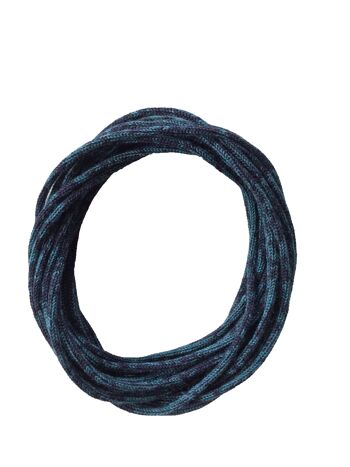 Collier tricoté "SloWool" bleu/pétrole 2