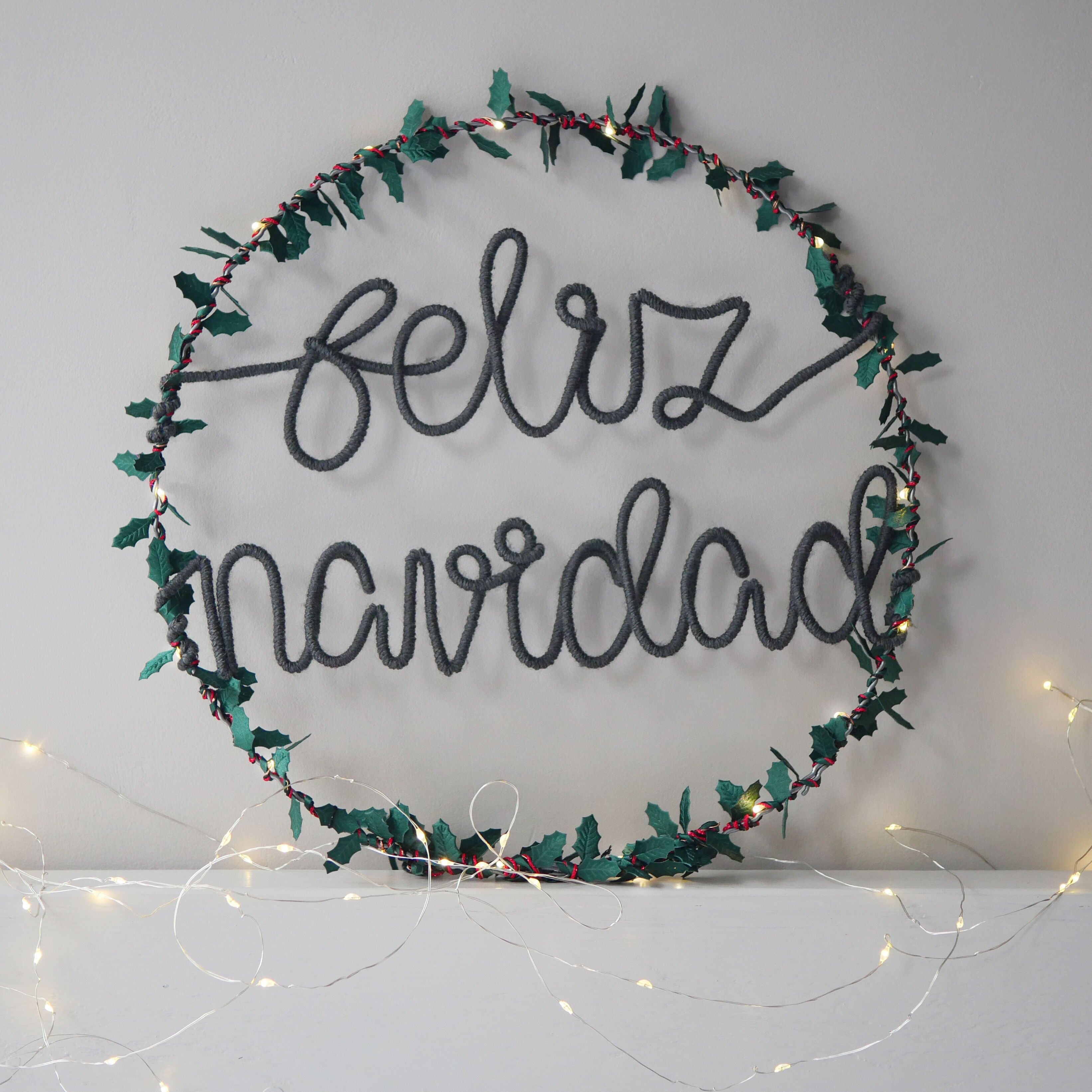 Leuchtkranz „Feliz Navidad“ – Weihnachtsdekoration (30 cm x 30 cm)