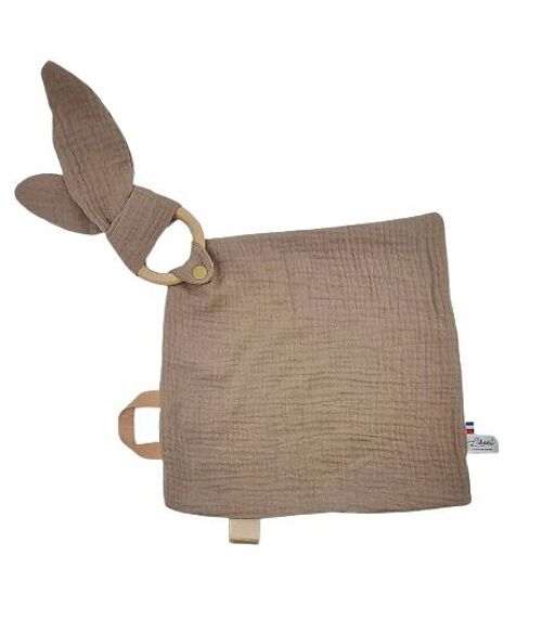 Buy wholesale Doudou diaper 2 in 1 rabbit and teething ring Taupe Made in  France