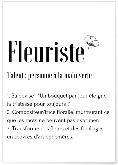 Affiche Définition Fleuriste