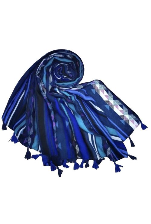 Foulard à pompons LOVA bleu