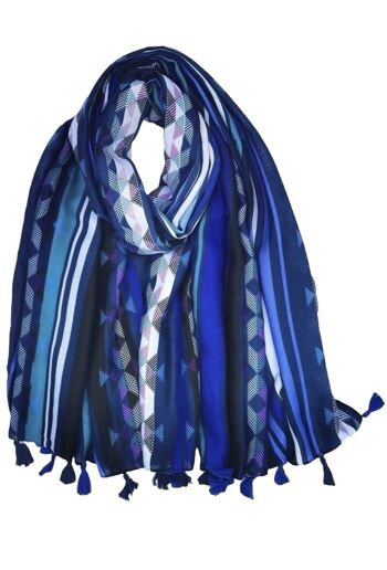 Foulard à pompons LOVA bleu 2